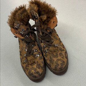 Jessica Simpson Brown Faux Fur Winter Boots